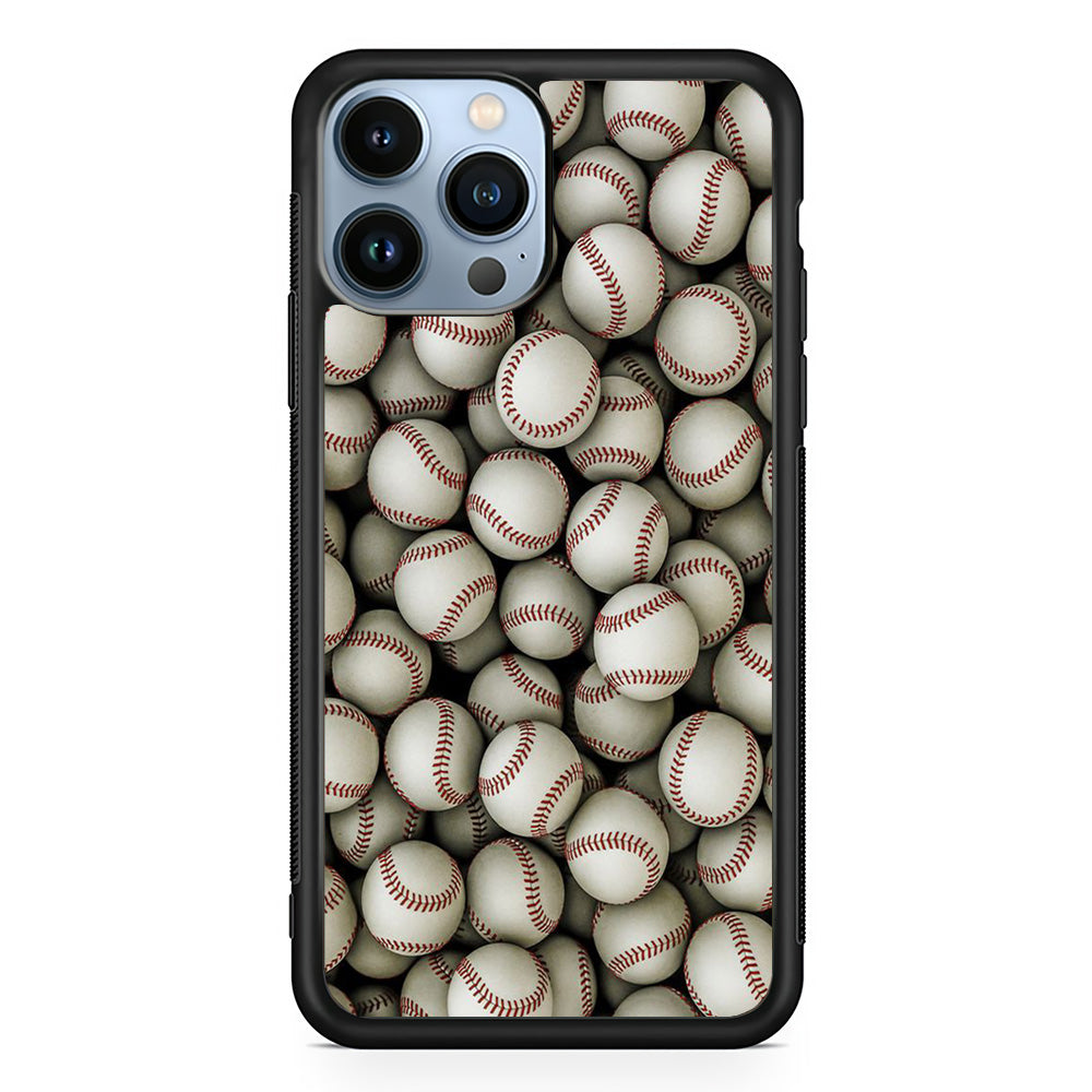 Baseball Ball Pattern iPhone 15 Pro Case-Phone Case-Rubber Black (2D Case)-Altracase