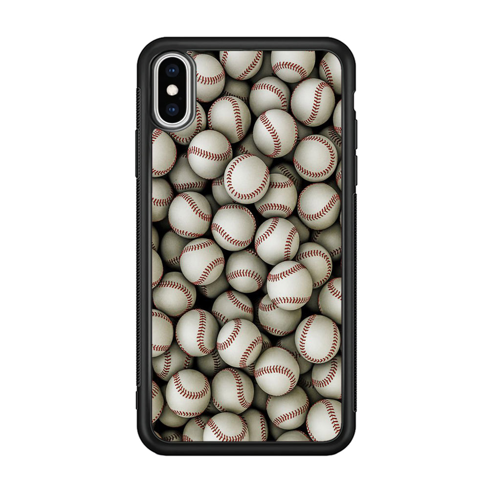 Baseball Ball Pattern iPhone X Case-Phone Case-Rubber Black (2D Case)-Altracase