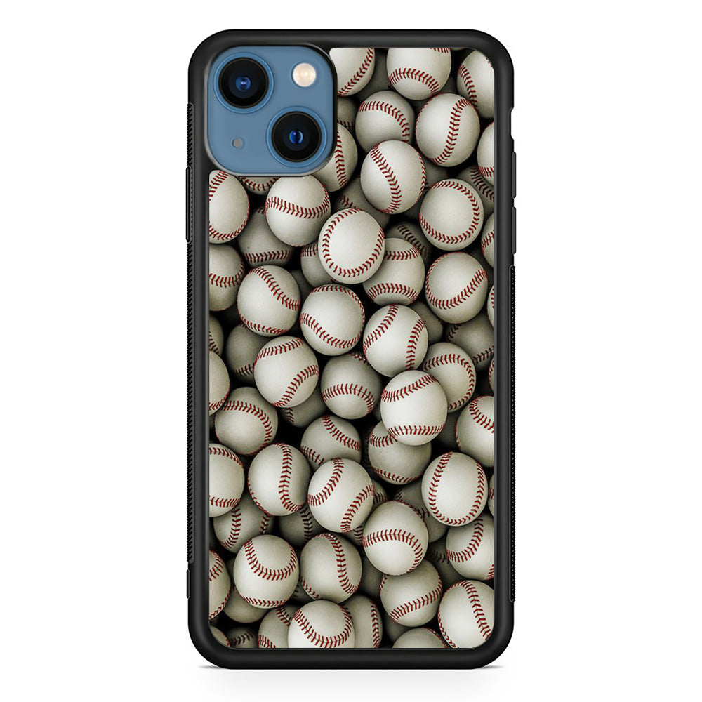 Baseball Ball Pattern iPhone 13 Mini Case-Phone Case-Rubber Black (2D Case)-Altracase