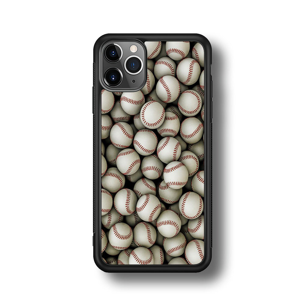 Baseball Ball Pattern iPhone 11 Pro Case-Phone Case-Rubber Black (2D Case)-Altracase