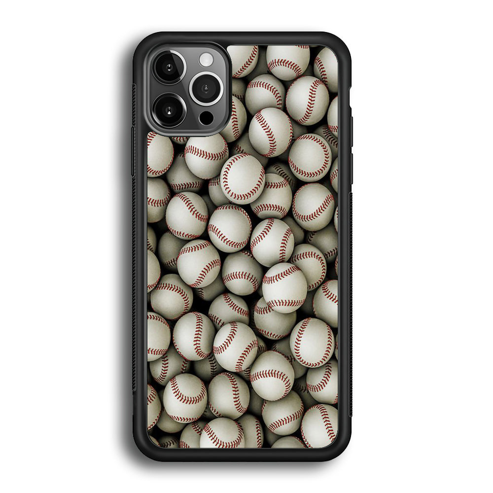 Baseball Ball Pattern iPhone 12 Pro Max Case-Phone Case-Rubber Black (2D Case)-Altracase