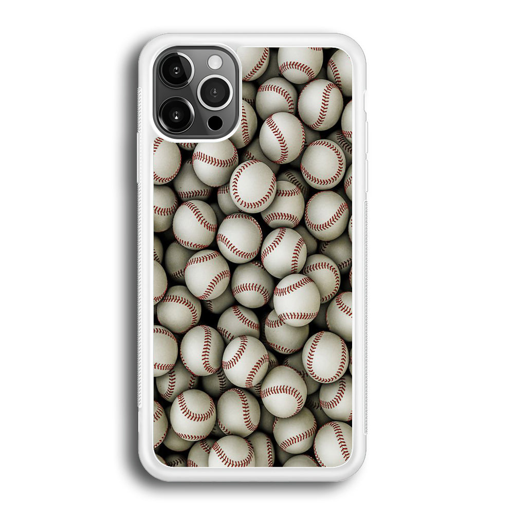 Baseball Ball Pattern iPhone 12 Pro Max Case-Phone Case-Rubber White (2D Case)-Altracase