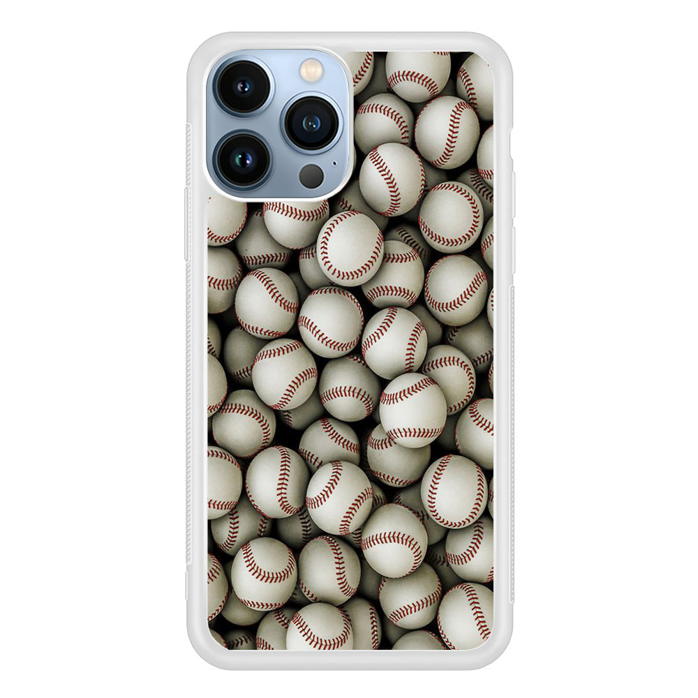 Baseball Ball Pattern iPhone 15 Pro Case-Phone Case-Rubber White (2D Case)-Altracase