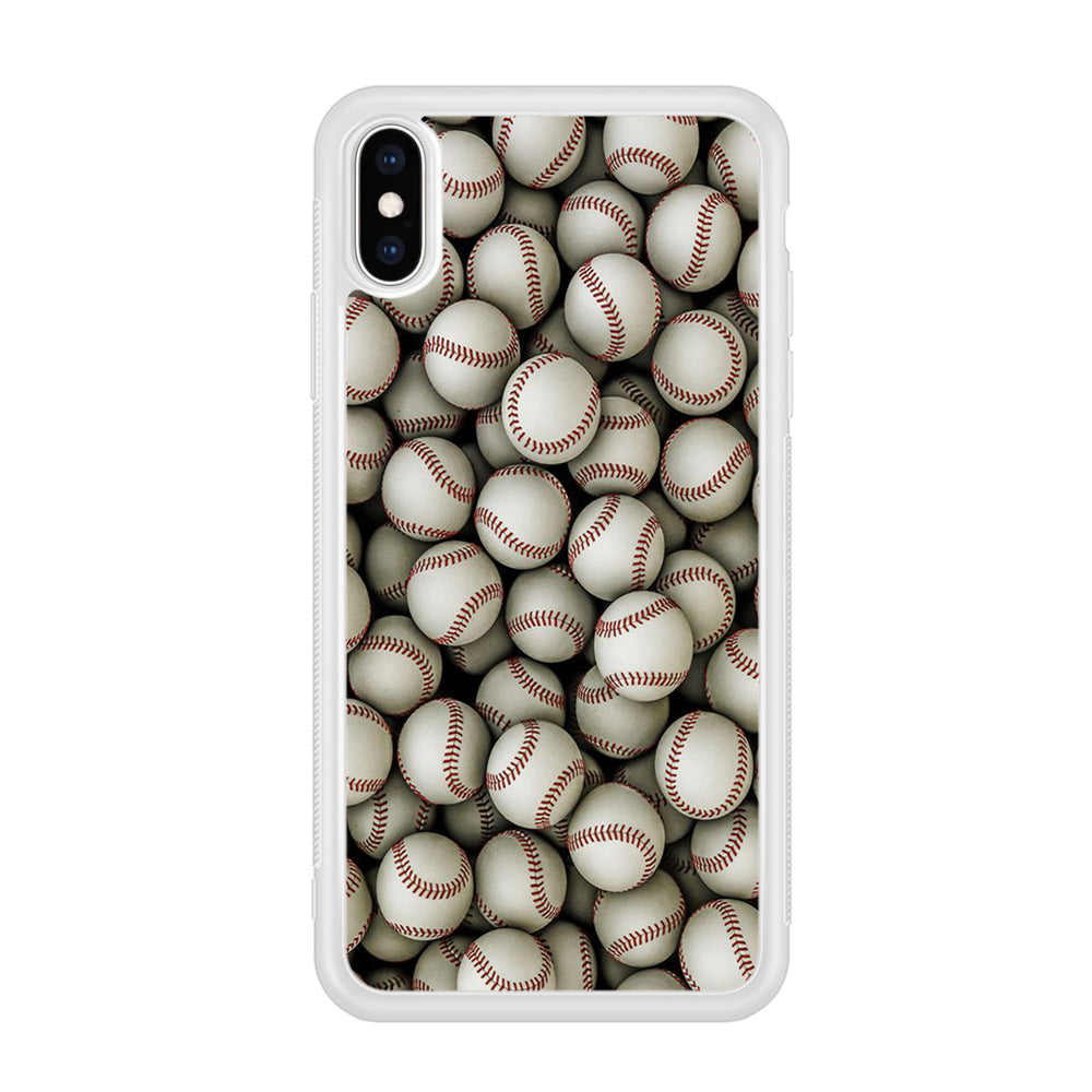 Baseball Ball Pattern iPhone X Case-Phone Case-Rubber White (2D Case)-Altracase