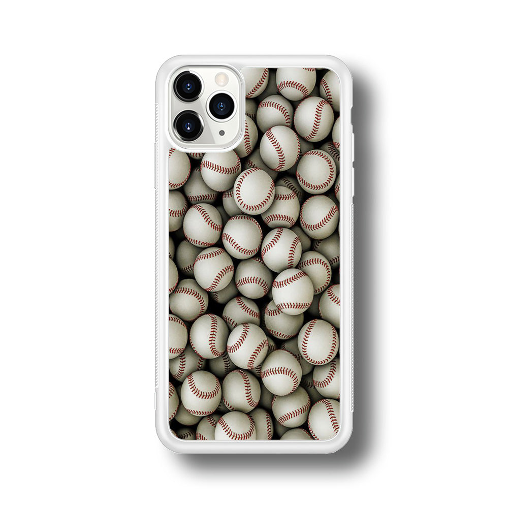 Baseball Ball Pattern iPhone 11 Pro Case-Phone Case-Rubber White (2D Case)-Altracase