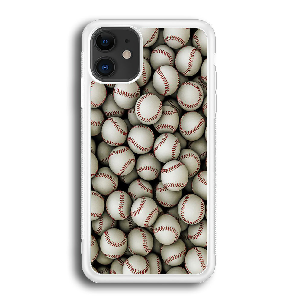 Baseball Ball Pattern iPhone 12 Case-Phone Case-Rubber White (2D Case)-Altracase