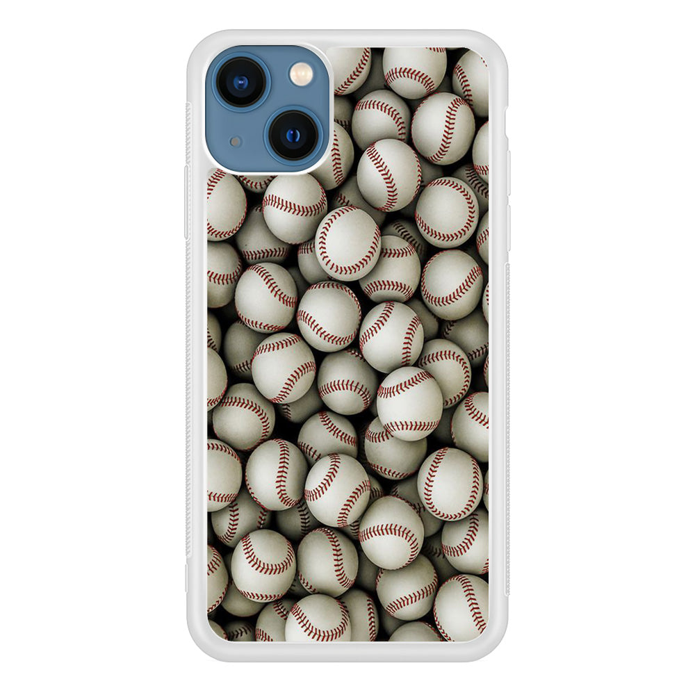 Baseball Ball Pattern iPhone 13 Mini Case-Phone Case-Rubber White (2D Case)-Altracase