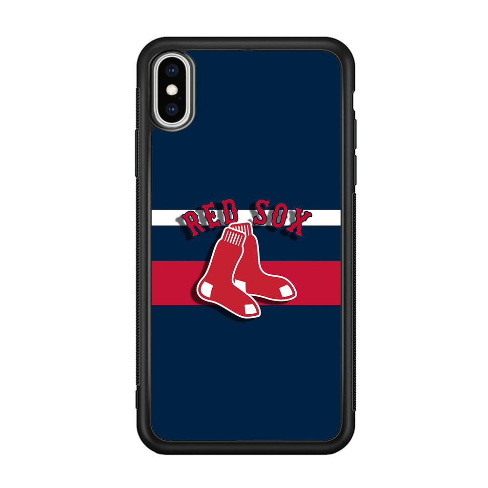 Baseball Boston Red Sox MLB 001 iPhone X Case-Phone Case-Rubber Black (2D Case)-Altracase