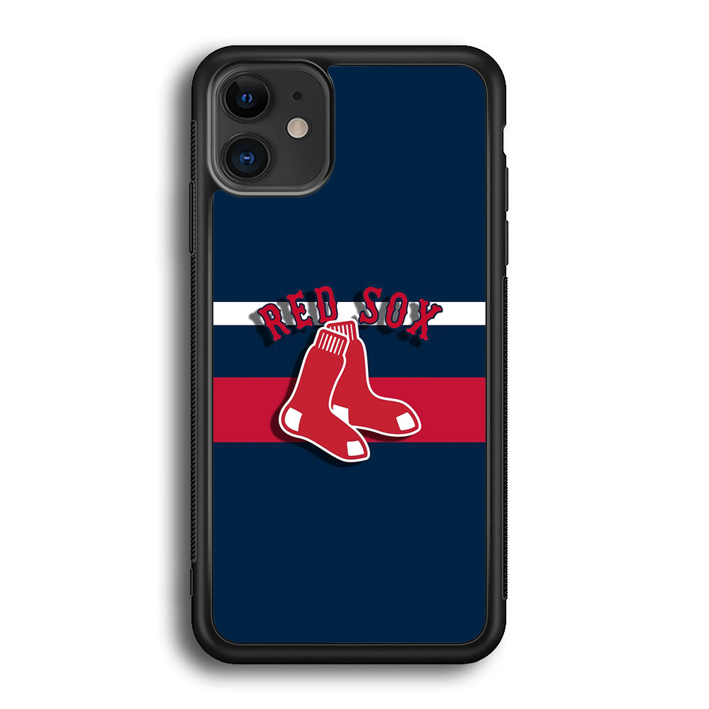 Baseball Boston Red Sox MLB 001 iPhone 12 Case-Phone Case-Rubber Black (2D Case)-Altracase