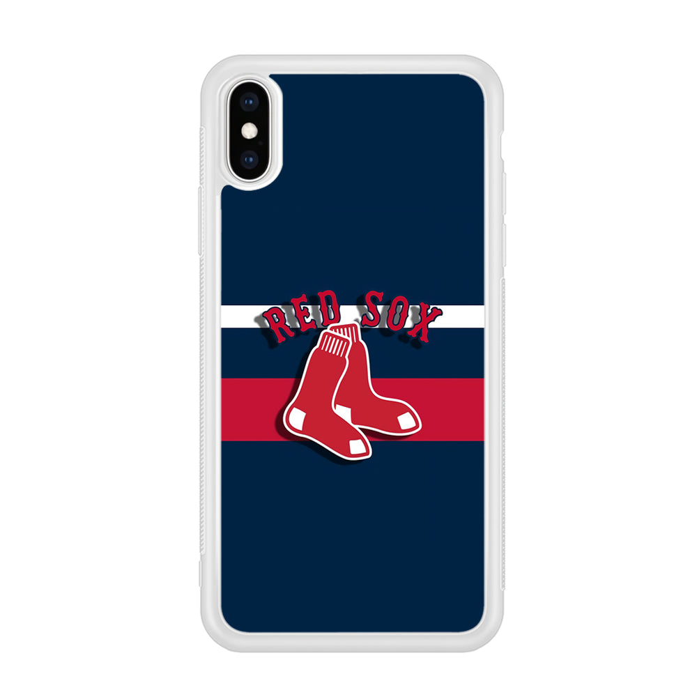 Baseball Boston Red Sox MLB 001 iPhone X Case-Phone Case-Rubber White (2D Case)-Altracase