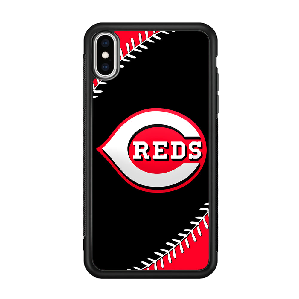 Baseball Cincinnati Reds MLB 002 iPhone Xs Max Case-Phone Case-Rubber Black (2D Case)-Altracase