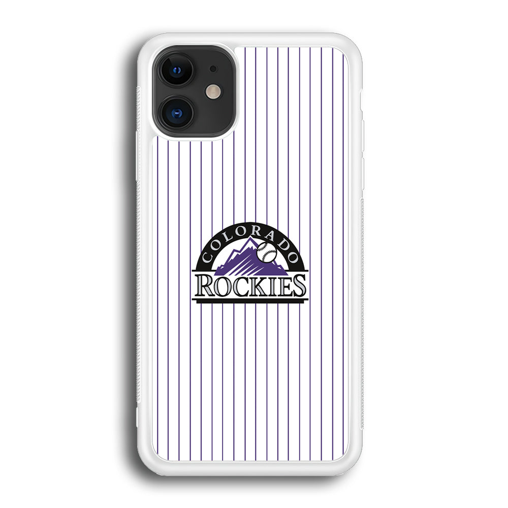 Baseball Colorado Rockies MLB 002 iPhone 12 Case-Phone Case-Rubber White (2D Case)-Altracase