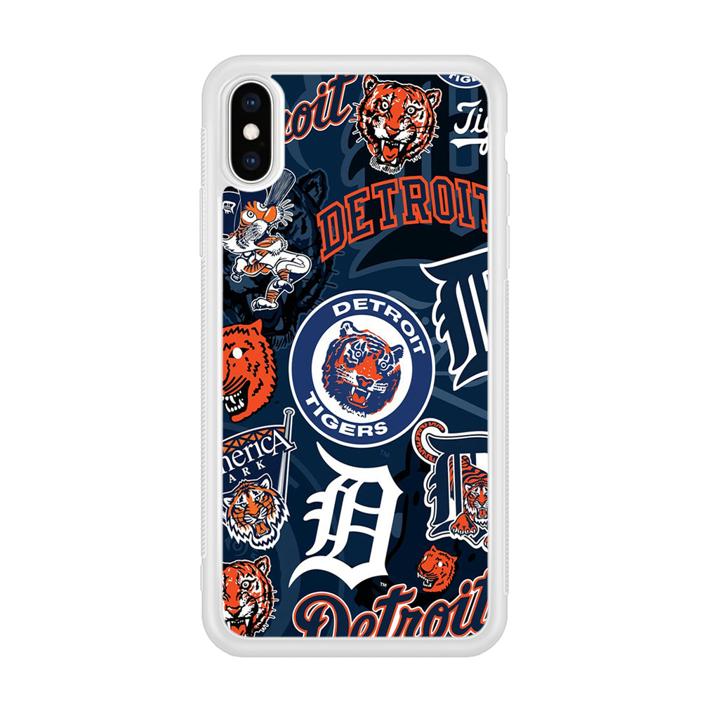 Baseball Detroit Tigers MLB 002 iPhone Xs Case-Phone Case-Rubber White (2D Case)-Altracase