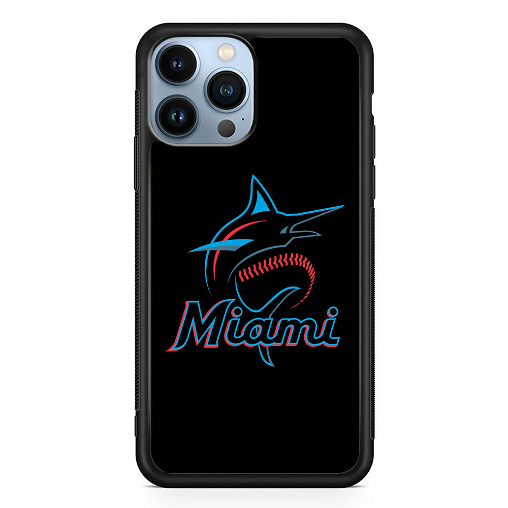 Baseball Miami Marlins MLB 001 iPhone 15 Pro Case-Phone Case-Rubber Black (2D Case)-Altracase