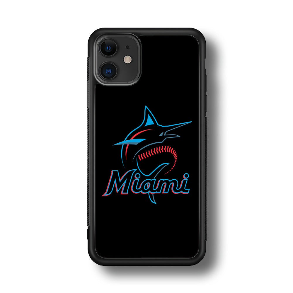 Baseball Miami Marlins MLB 001 iPhone 11 Case-Phone Case-Rubber Black (2D Case)-Altracase