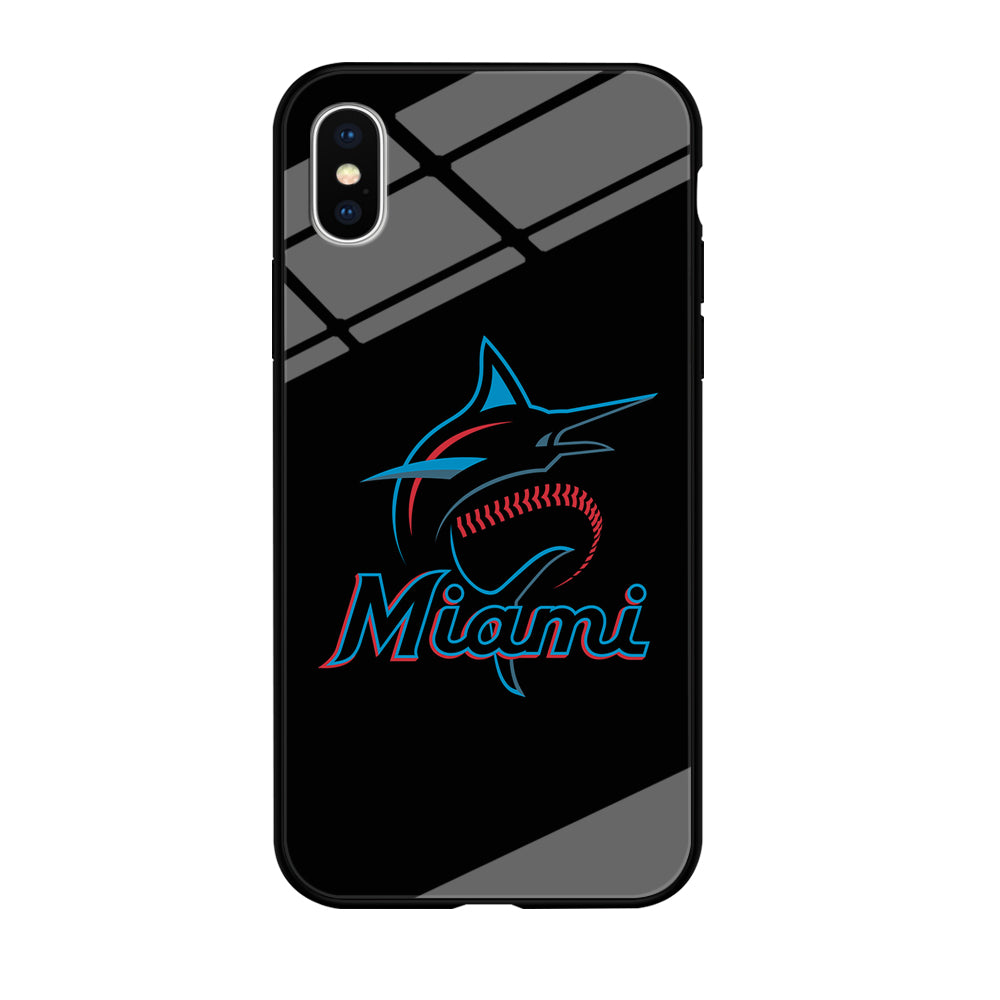 Baseball Miami Marlins MLB 001 iPhone X Case-Phone Case-Tempered Glass Case-Altracase