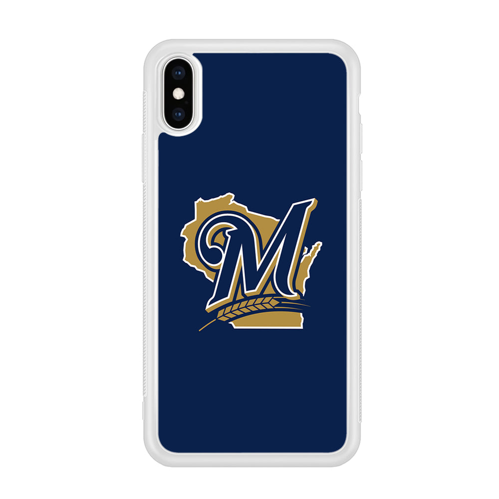 Baseball Milwaukee Brewers MLB 001 iPhone Xs Max Case-Phone Case-Rubber White (2D Case)-Altracase