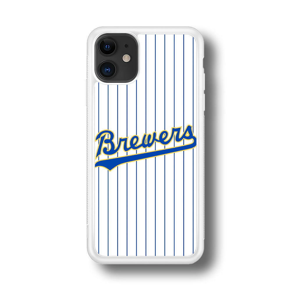 Baseball Milwaukee Brewers MLB 002 iPhone 11 Case-Phone Case-Rubber White (2D Case)-Altracase