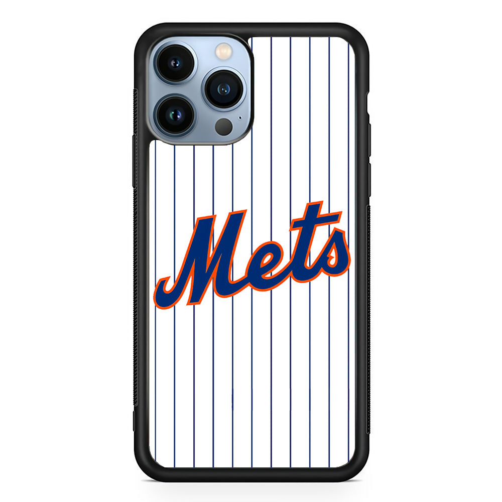 Baseball New York Mets MLB 001 iPhone 15 Pro Case-Phone Case-Rubber Black (2D Case)-Altracase