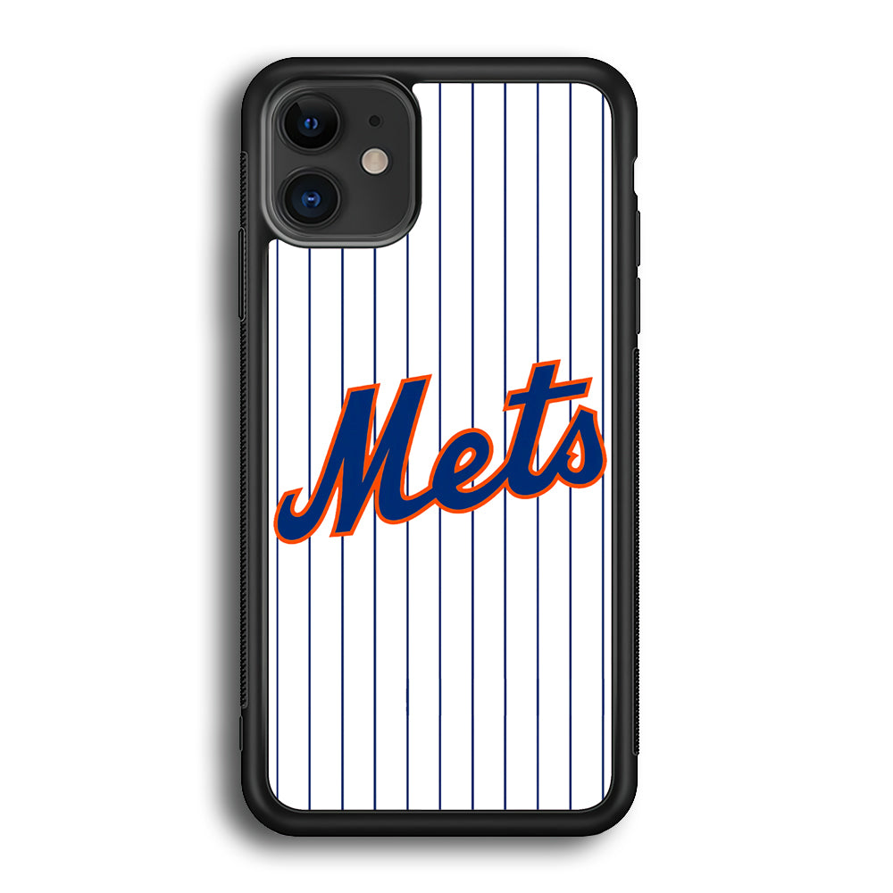Baseball New York Mets MLB 001 iPhone 12 Case-Phone Case-Rubber Black (2D Case)-Altracase