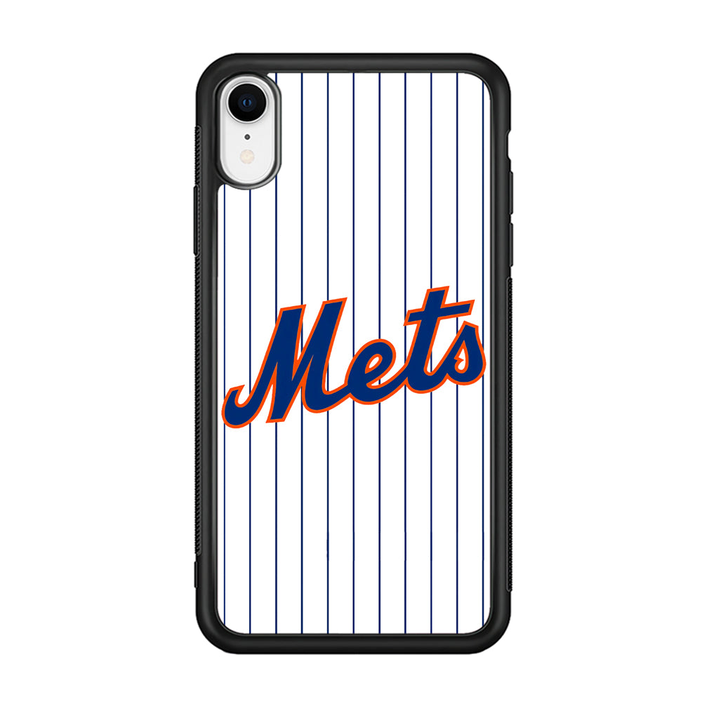 Baseball New York Mets MLB 001 iPhone XR Case-Phone Case-Rubber Black (2D Case)-Altracase