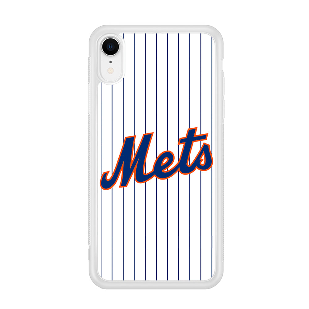 Baseball New York Mets MLB 001 iPhone XR Case-Phone Case-Rubber White (2D Case)-Altracase
