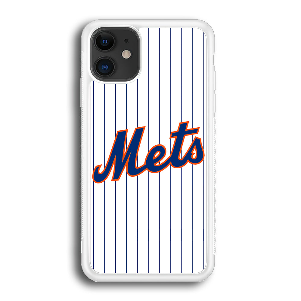 Baseball New York Mets MLB 001 iPhone 12 Case-Phone Case-Rubber White (2D Case)-Altracase