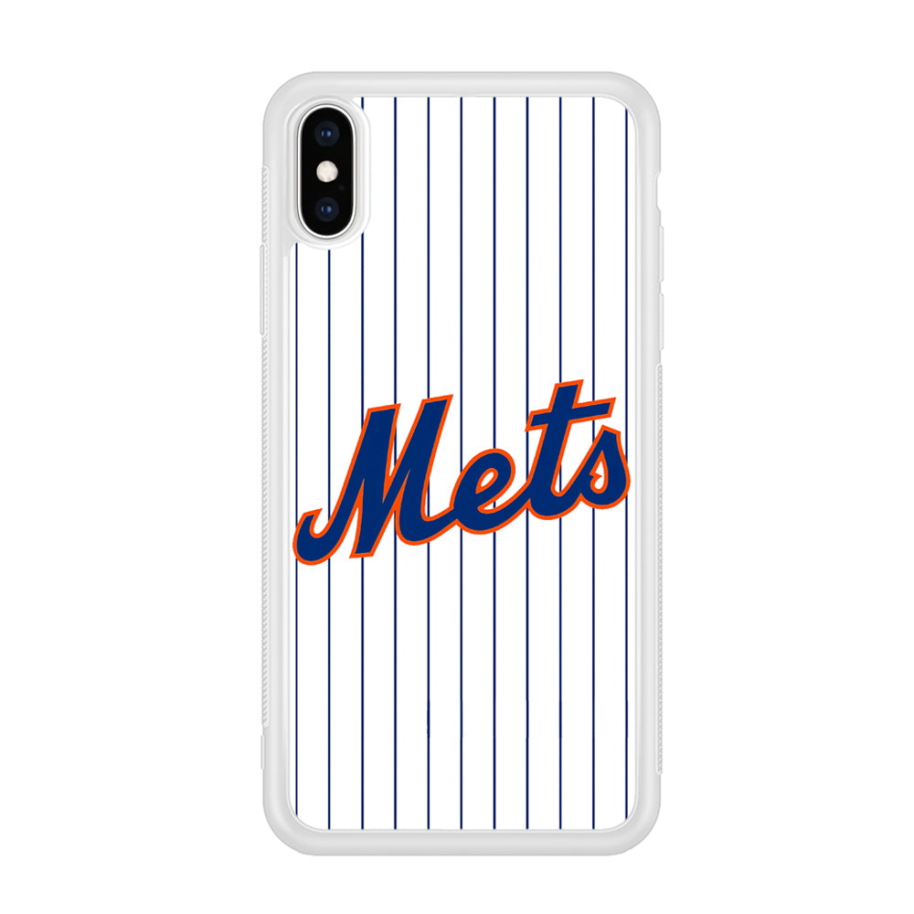 Baseball New York Mets MLB 001 iPhone Xs Max Case-Phone Case-Rubber White (2D Case)-Altracase