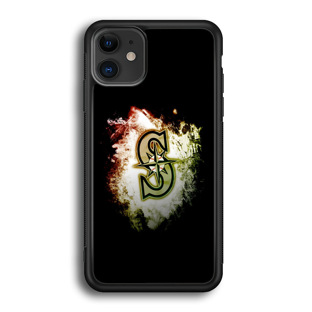 Baseball Seattle Mariners MLB 002 iPhone 12 Case-Phone Case-Rubber Black (2D Case)-Altracase