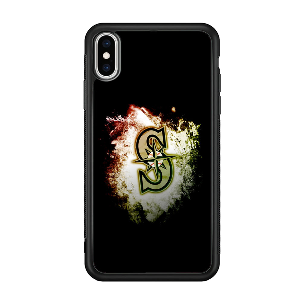 Baseball Seattle Mariners MLB 002 iPhone Xs Case-Phone Case-Rubber Black (2D Case)-Altracase