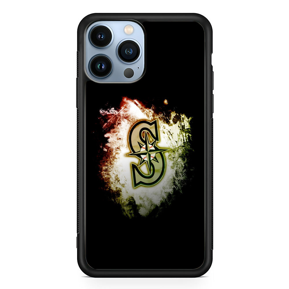 Baseball Seattle Mariners MLB 002 iPhone 15 Pro Max Case-Phone Case-Rubber Black (2D Case)-Altracase