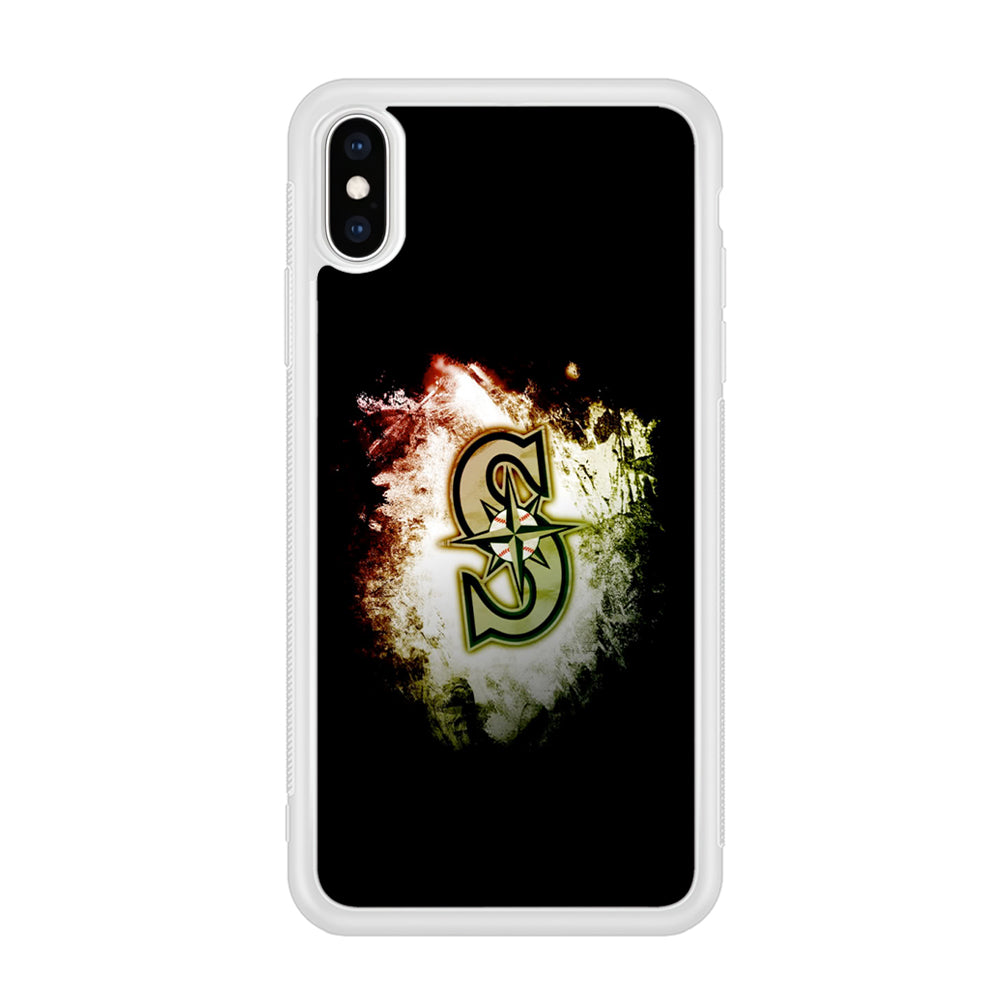 Baseball Seattle Mariners MLB 002 iPhone Xs Case-Phone Case-Rubber White (2D Case)-Altracase