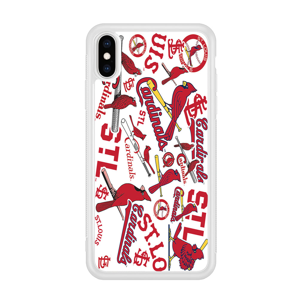 Baseball St. Louis Cardinals MLB 001 iPhone X Case-Phone Case-Rubber White (2D Case)-Altracase
