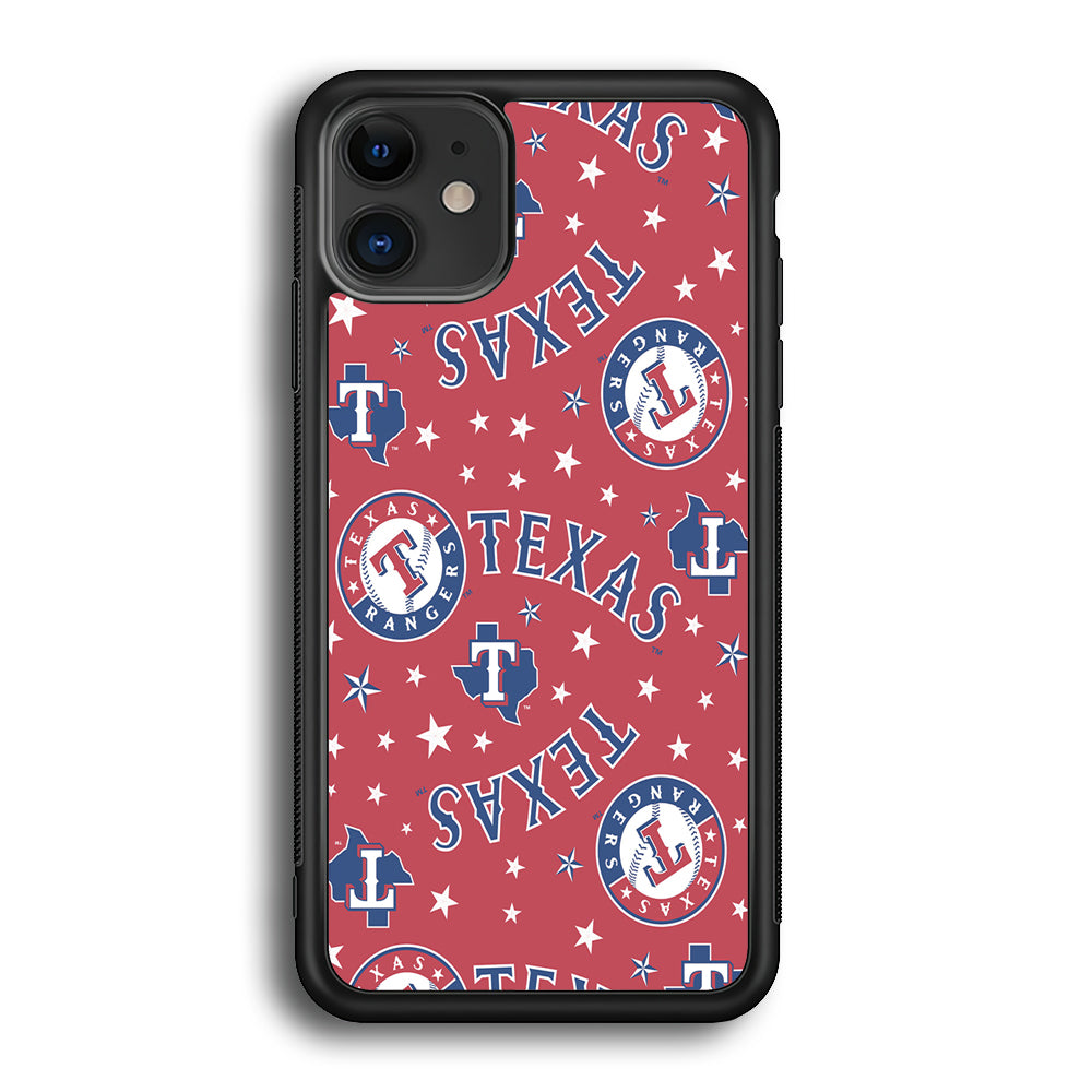 Baseball Texas Rangers MLB 001 iPhone 12 Case-Phone Case-Rubber Black (2D Case)-Altracase