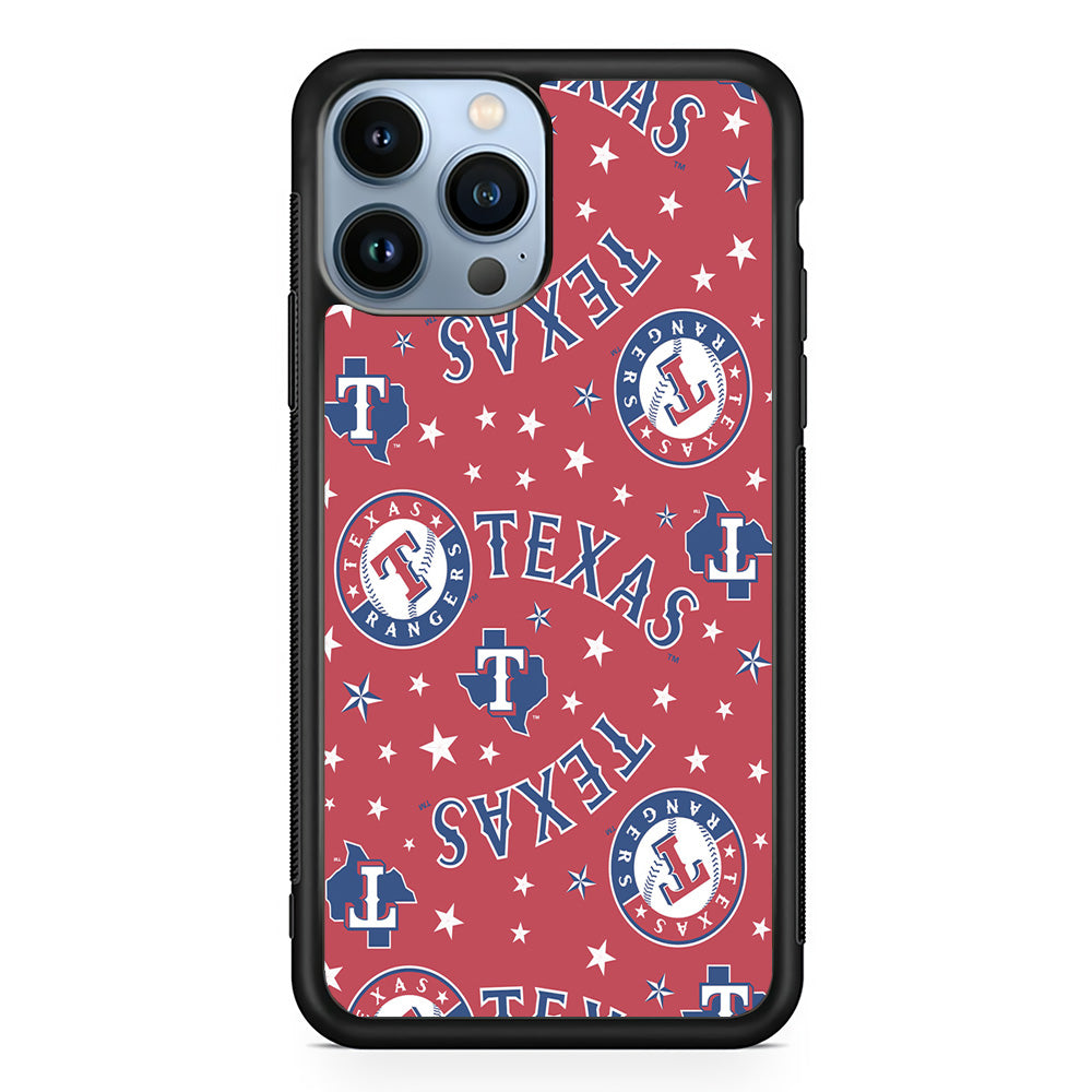 Baseball Texas Rangers MLB 001 iPhone 15 Pro Max Case-Phone Case-Rubber Black (2D Case)-Altracase