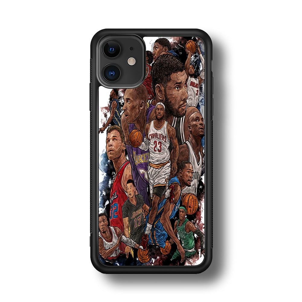 Basketball Players Art iPhone 11 Case-Phone Case-Rubber Black (2D Case)-Altracase