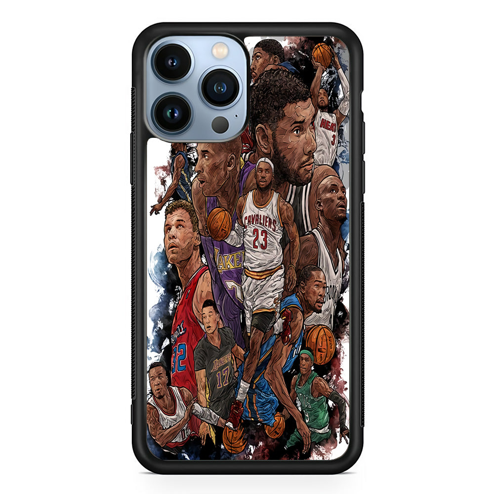 Basketball Players Art iPhone 15 Pro Max Case-Phone Case-Rubber Black (2D Case)-Altracase