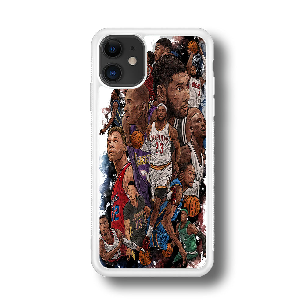 Basketball Players Art iPhone 11 Case-Phone Case-Rubber White (2D Case)-Altracase