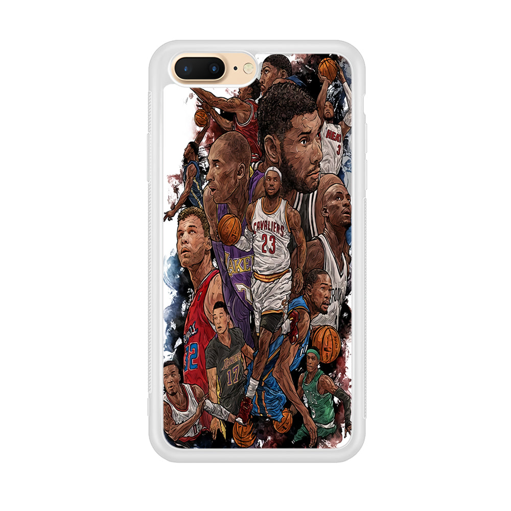 Basketball Players Art iPhone 8 Plus Case-Phone Case-Rubber White (2D Case)-Altracase