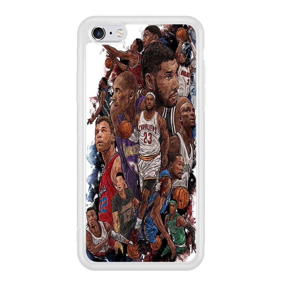 Basketball Players Art iPhone 6 | 6s Case-Phone Case-Rubber White (2D Case)-Altracase