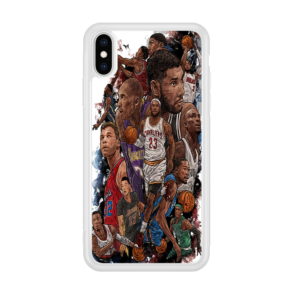 Basketball Players Art iPhone X Case-Phone Case-Rubber White (2D Case)-Altracase