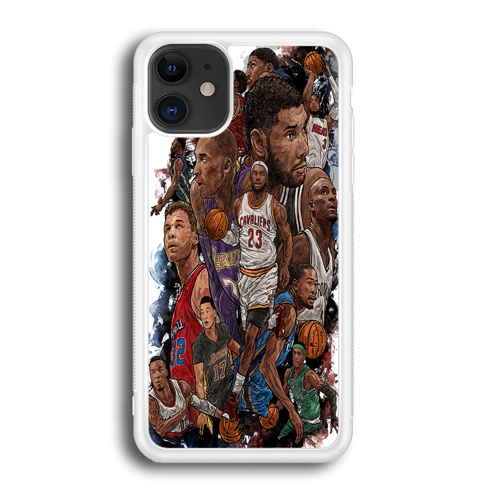 Basketball Players Art iPhone 12 Case-Phone Case-Rubber White (2D Case)-Altracase