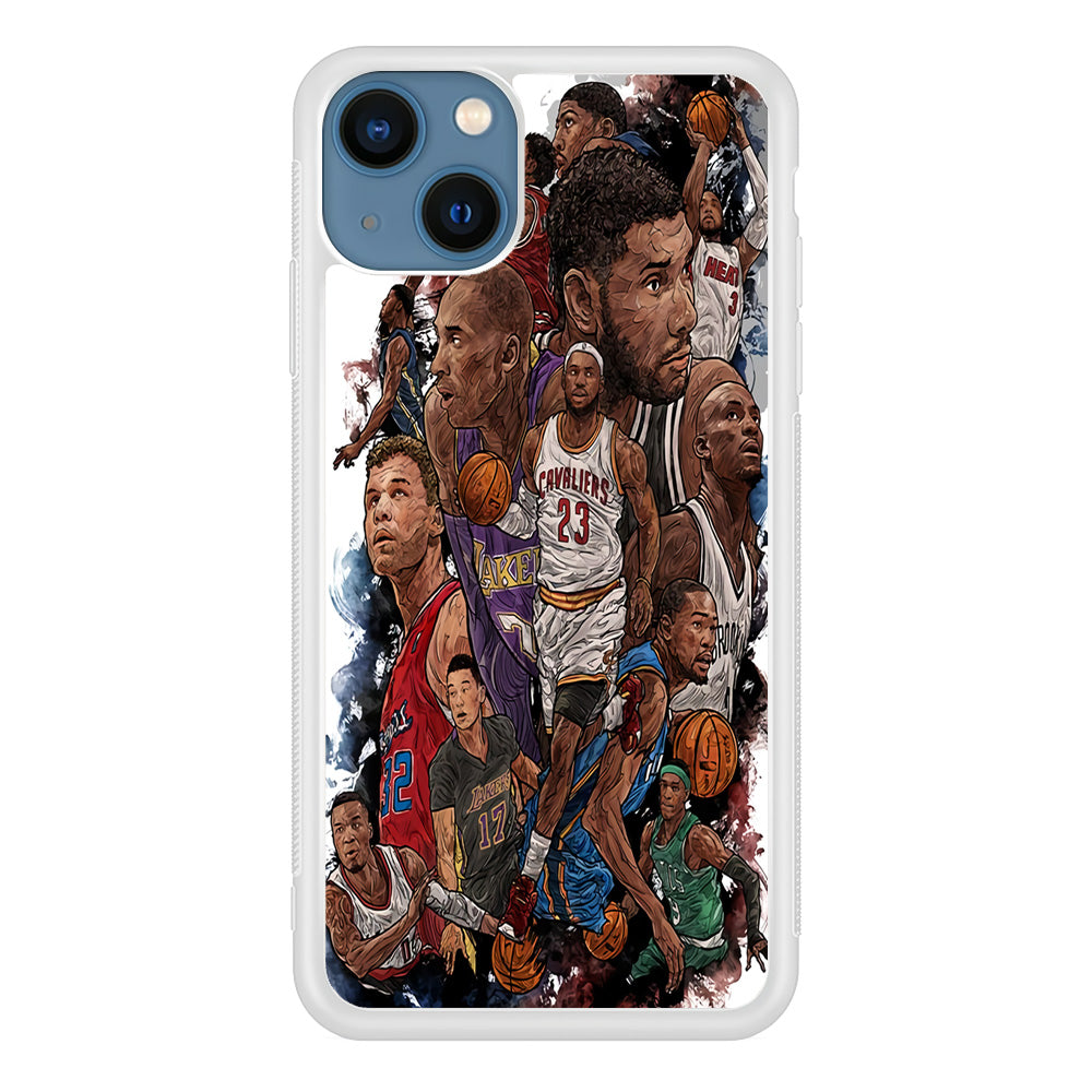 Basketball Players Art iPhone 15 Case-Phone Case-Rubber White (2D Case)-Altracase