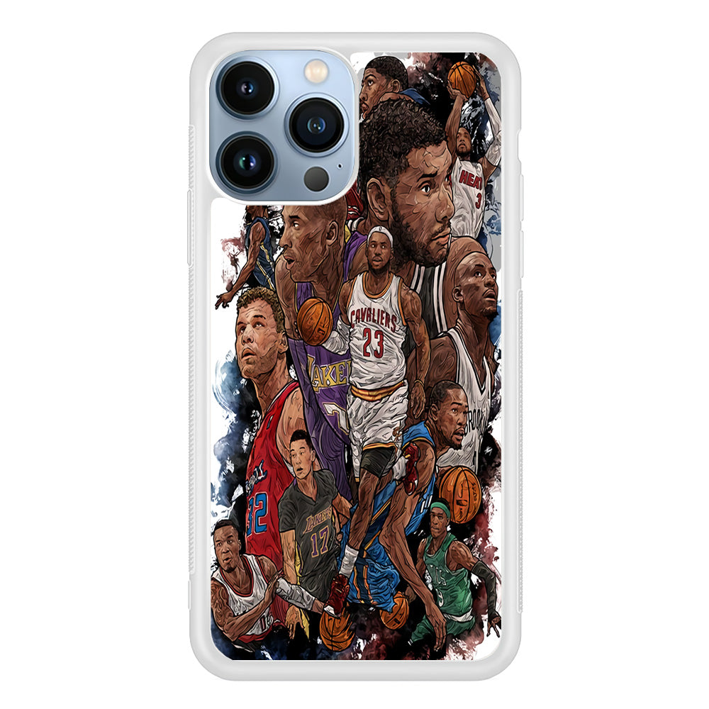 Basketball Players Art iPhone 15 Pro Max Case-Phone Case-Rubber White (2D Case)-Altracase