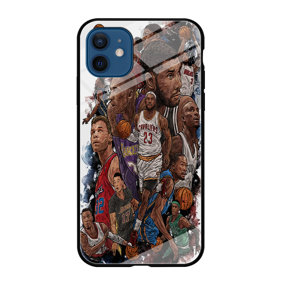 Basketball Players Art iPhone 12 Case-Phone Case-Tempered Glass Case-Altracase