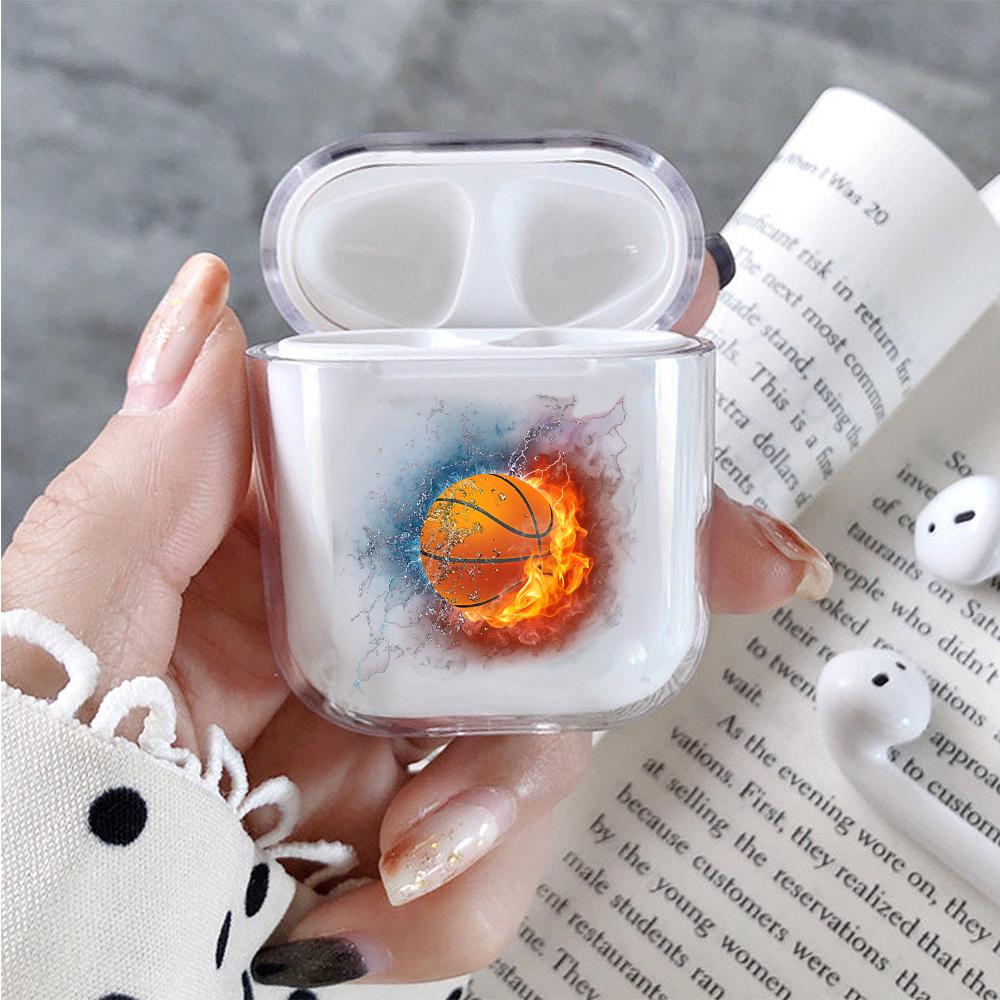 Basketball Art Flame Hard Plastic Protective Clear Case Cover For Apple Airpods-AirPod Case-Altracase