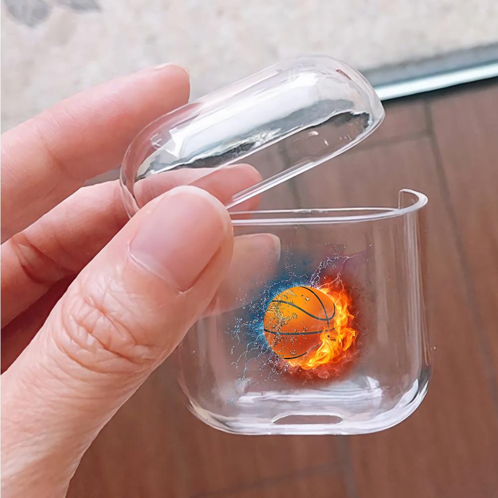 Basketball Art Flame Hard Plastic Protective Clear Case Cover For Apple Airpods-AirPod Case-Altracase