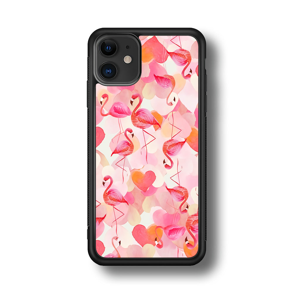 Beautiful Flamingo Art iPhone 11 Case-Phone Case-Rubber Black (2D Case)-Altracase