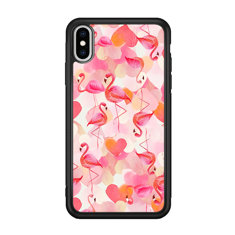 Beautiful Flamingo Art iPhone X Case-Phone Case-Rubber Black (2D Case)-Altracase