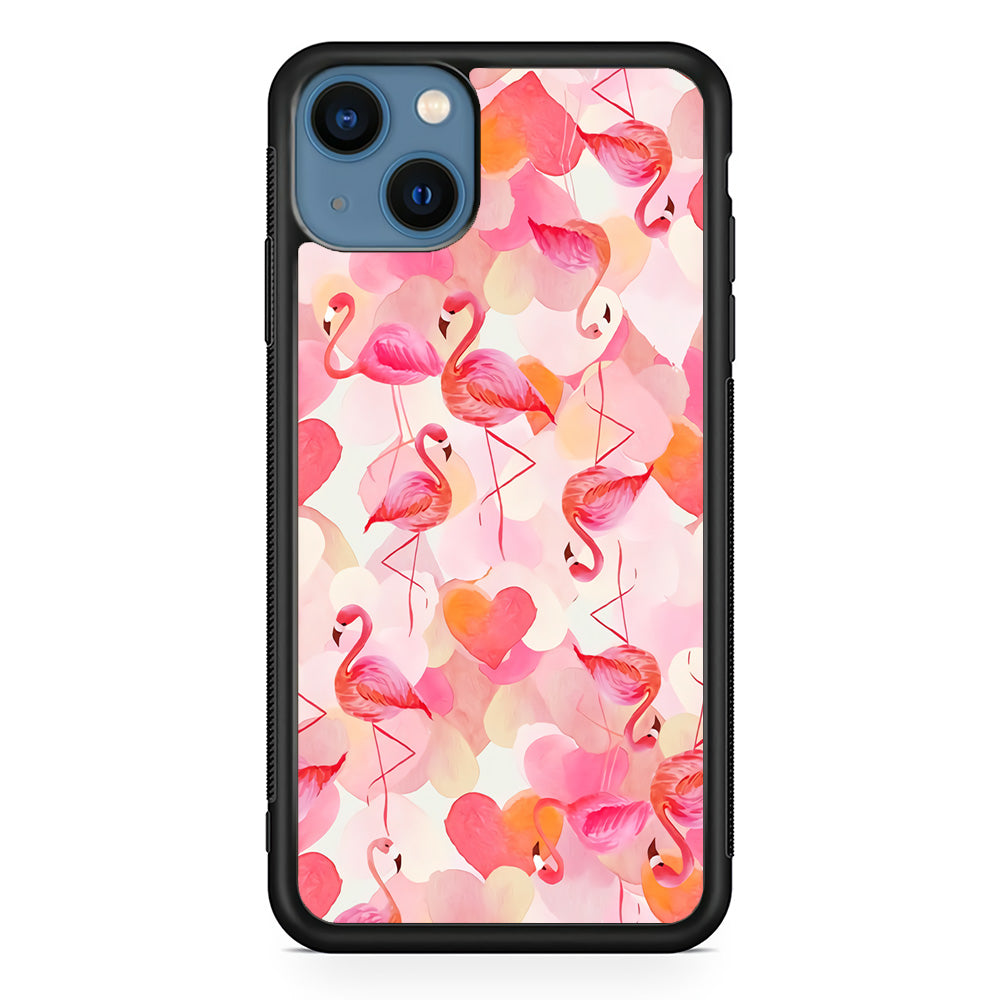 Beautiful Flamingo Art iPhone 15 Case-Phone Case-Rubber Black (2D Case)-Altracase